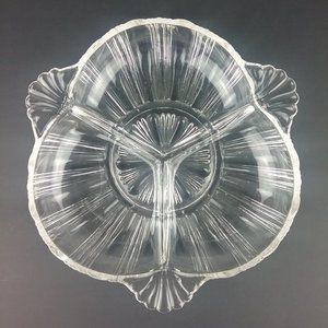 Vtg Clear Glass 3 Section Relish Dish Snack Candy